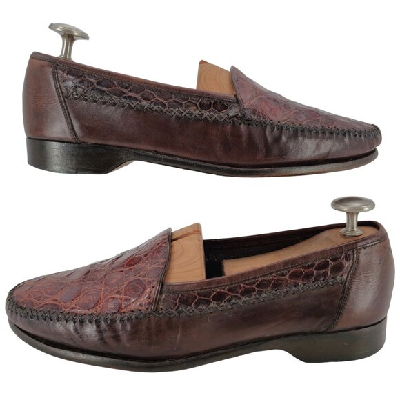 Vintage Bragano Cole Haan Alligator Crocodile Caiman Italy Leather Loafers Mens main image 5
